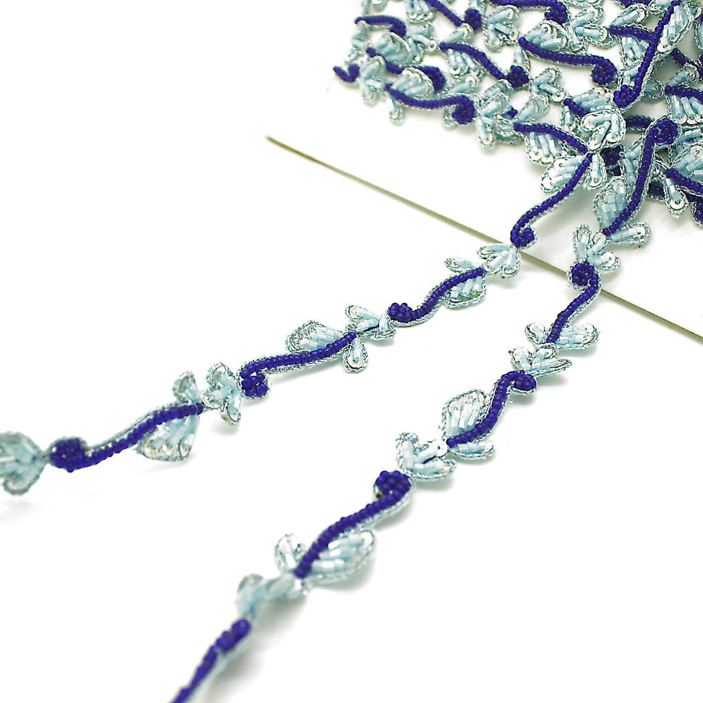 LIGHT BLUE SEQUIN THIN SWIRL TRIM - sarahi.NYC