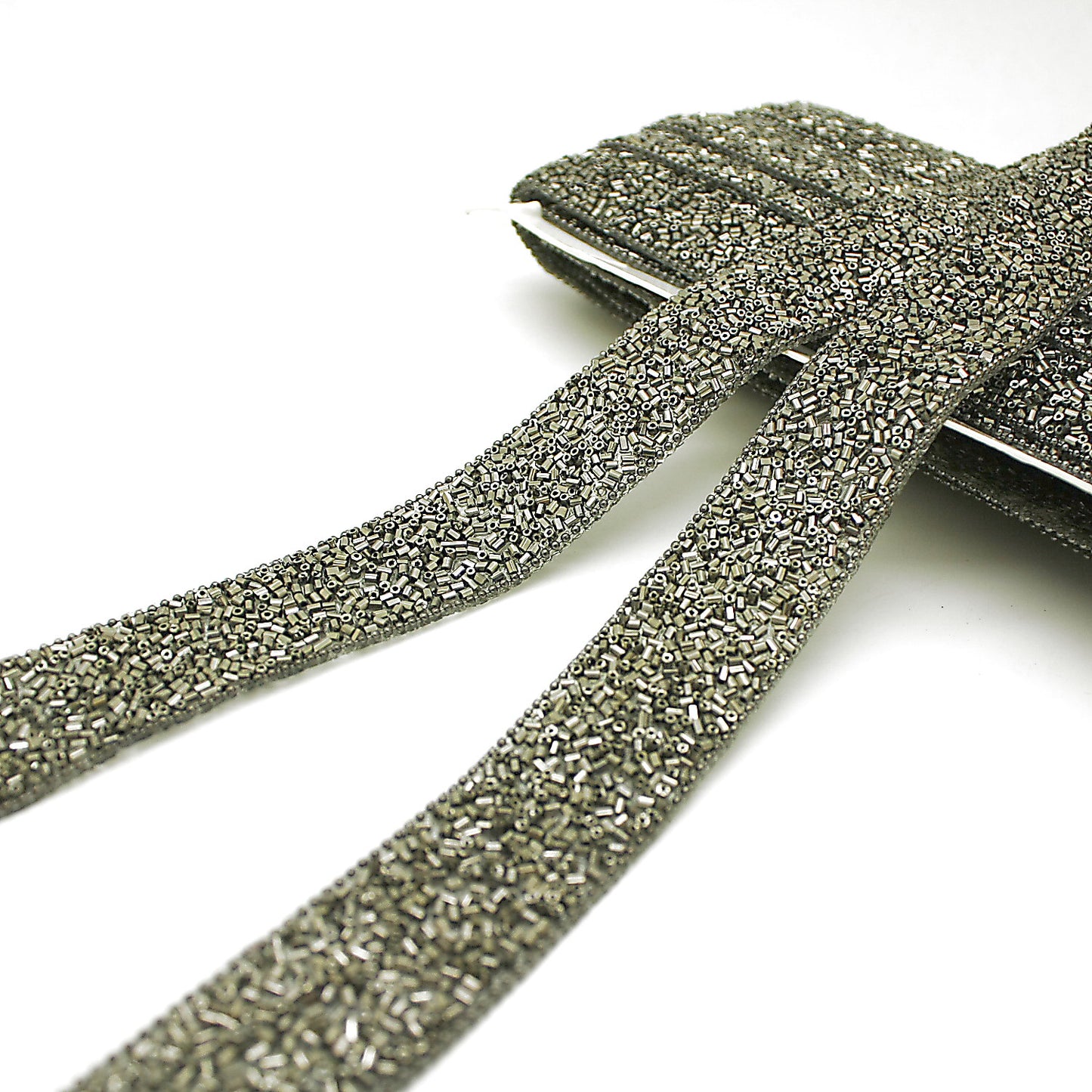 GUNMETAL HOTFIX BEADED TRIM - sarahi.NYC