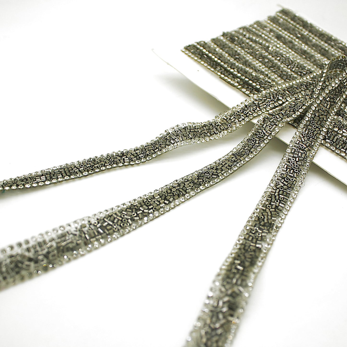 GUNMETAL GRAY FAUX CRYSTAL HOTFIX TRIM - sarahi.NYC