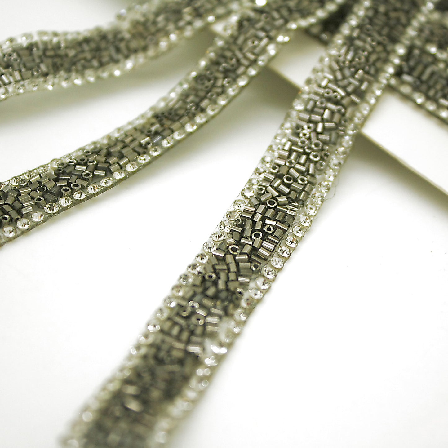 GUNMETAL GRAY FAUX CRYSTAL HOTFIX TRIM - sarahi.NYC