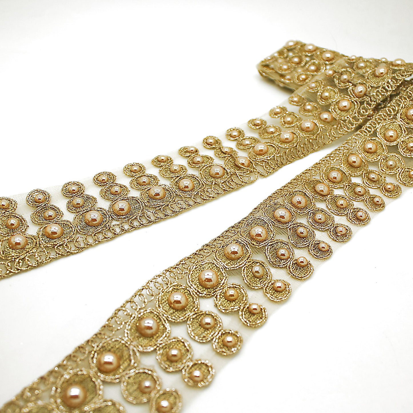 GOLD CIRCLE GEM NET FABRIC TRIM - sarahi.NYC