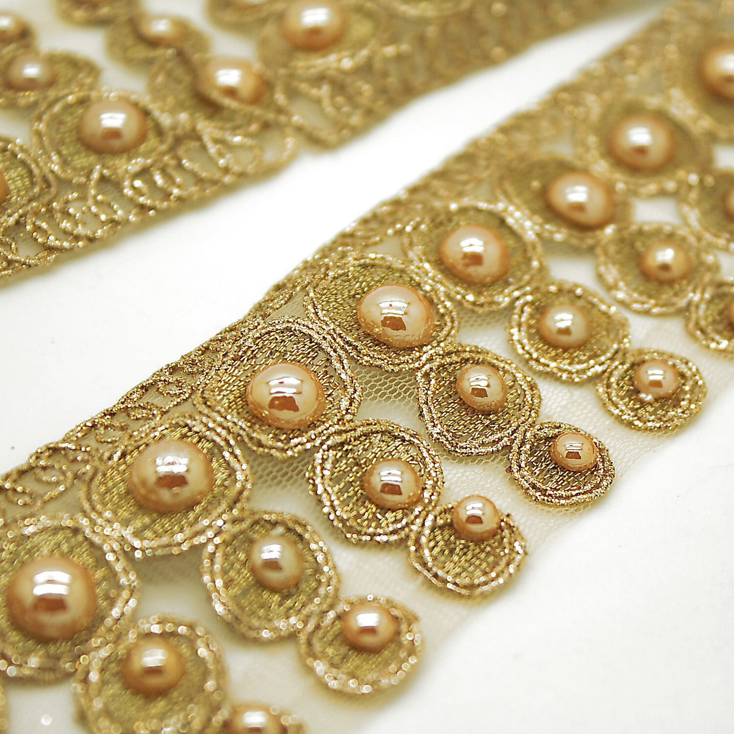 GOLD CIRCLE GEM NET FABRIC TRIM - sarahi.NYC