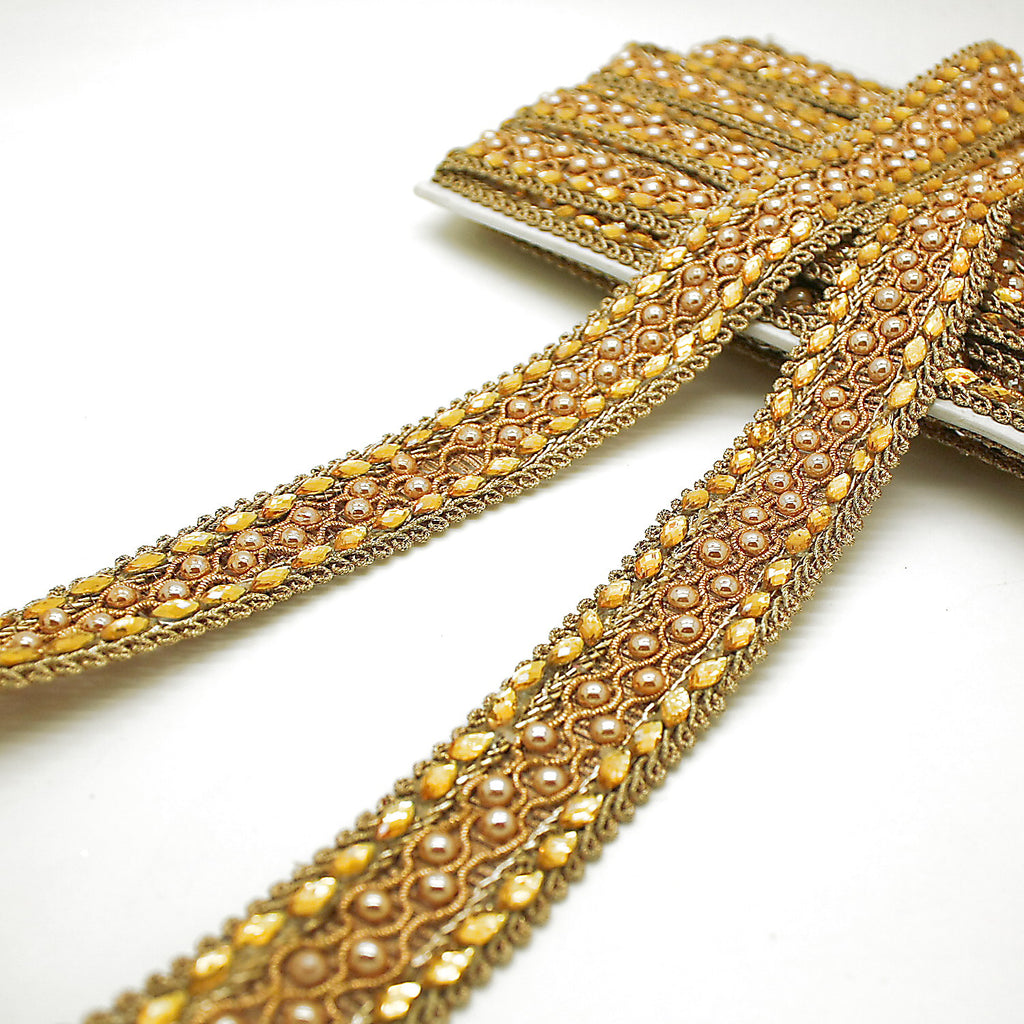 GOLD METALLIC BEADED WOVEN TRIM - sarahi.NYC