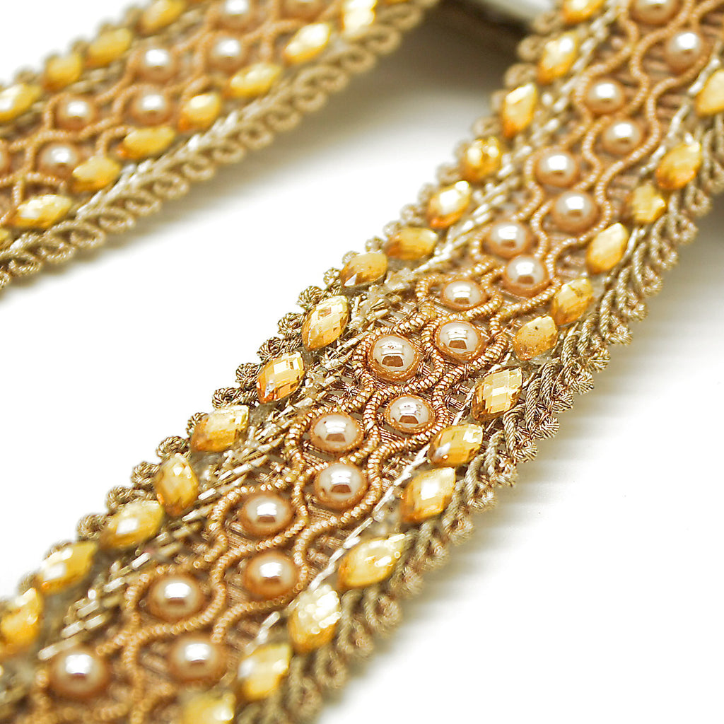 GOLD METALLIC BEADED WOVEN TRIM - sarahi.NYC