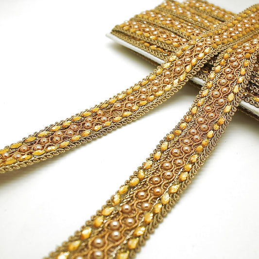 GOLD METALLIC BEADED WOVEN TRIM - sarahi.NYC