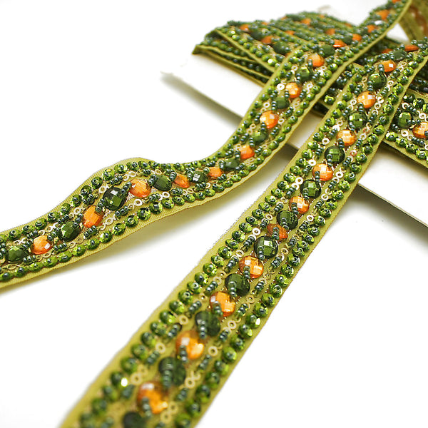 LIME GREEN & ORANGE RHINESTONE TRIM - sarahi.NYC