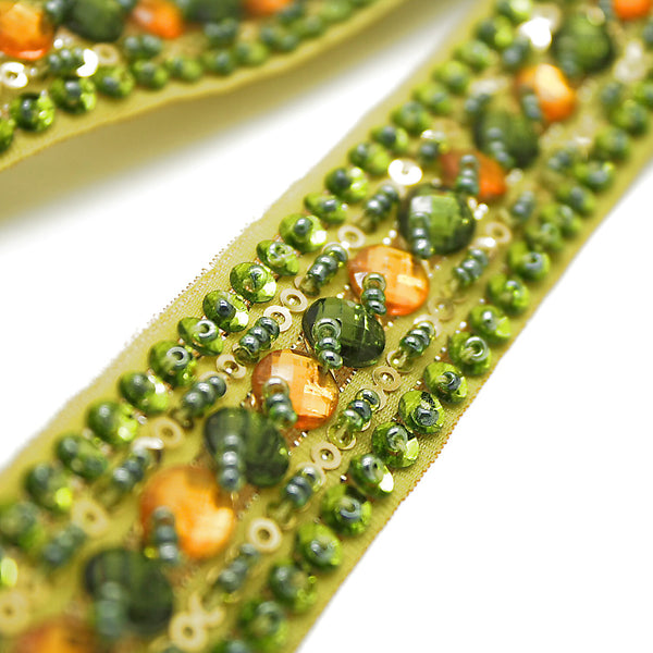 LIME GREEN & ORANGE RHINESTONE TRIM - sarahi.NYC