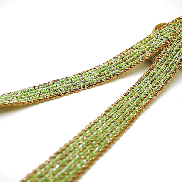 LIGHT GREEN GOLD BUGLE BEAD TRIM - sarahi.NYC