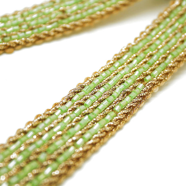 LIGHT GREEN GOLD BUGLE BEAD TRIM - sarahi.NYC