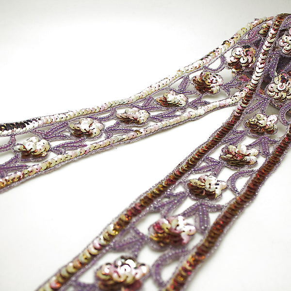 LILAC WIDE SEQUIN BEADED TRIM - sarahi.NYC