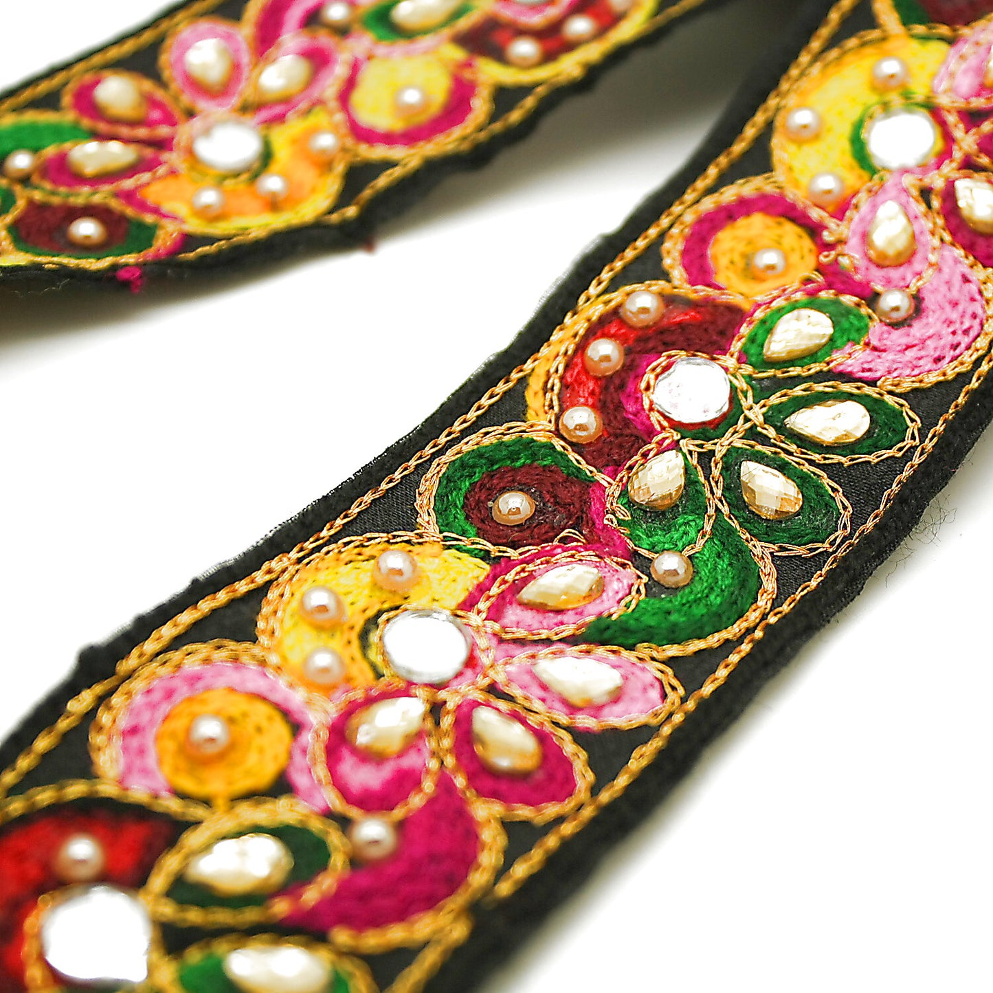 BLACK MULTI MIRROR RIBBON TRIM - sarahi.NYC
