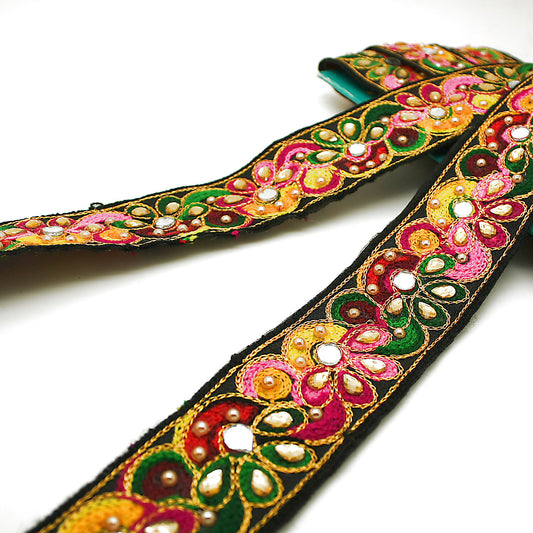 BLACK MULTI MIRROR RIBBON TRIM - sarahi.NYC
