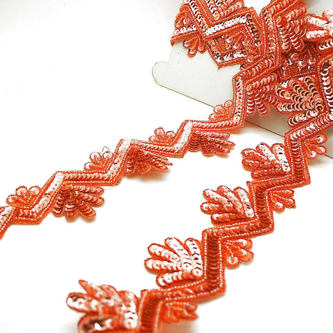 ORANGE ZIGZAG SEQUIN BEADED TRIM - sarahi.NYC