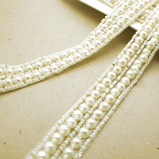 FAUX PEARL CREAM TRIM - sarahi.NYC