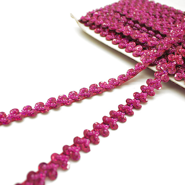 PINK CERISE THIN FLORAL SEQUIN TRIM - sarahi.NYC
