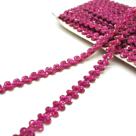 PINK CERISE THIN FLORAL SEQUIN TRIM - sarahi.NYC