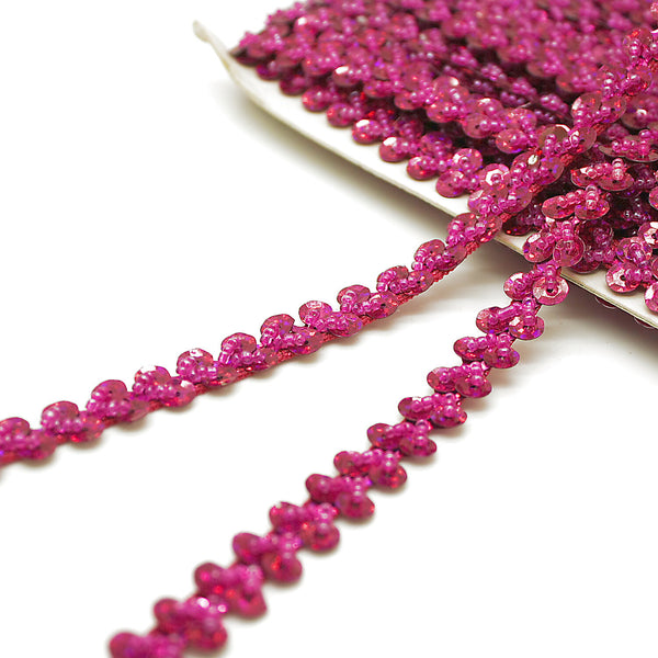 PINK CERISE THIN FLORAL SEQUIN TRIM - sarahi.NYC