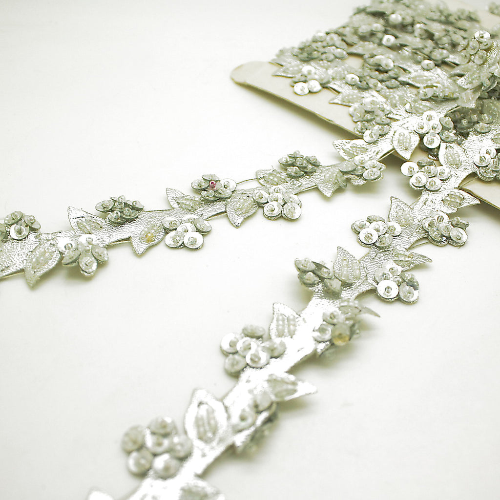 SILVER BEADED EDGING TRIM - sarahi.NYC