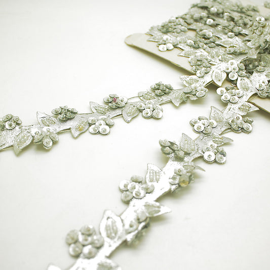 SILVER BEADED EDGING TRIM - sarahi.NYC