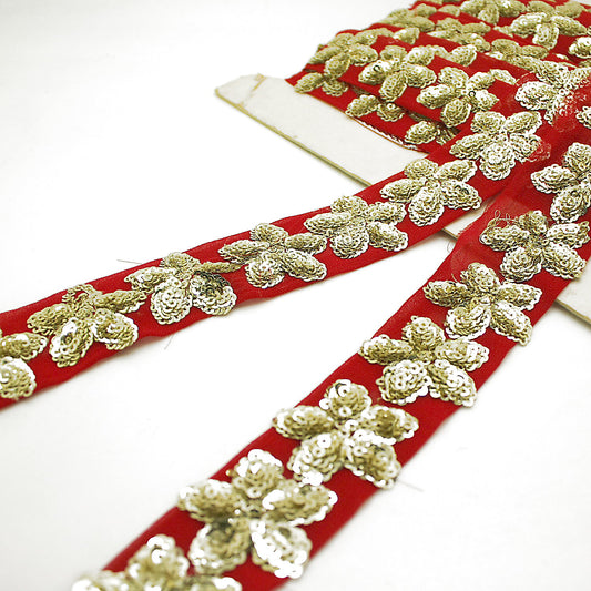 RED GOLD SEQUIN TRIM - sarahi.NYC