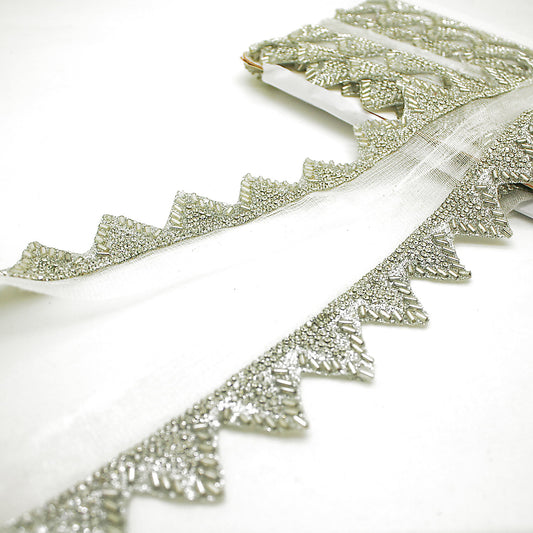 SILVER BEADED EDGING TRIM - sarahi.NYC