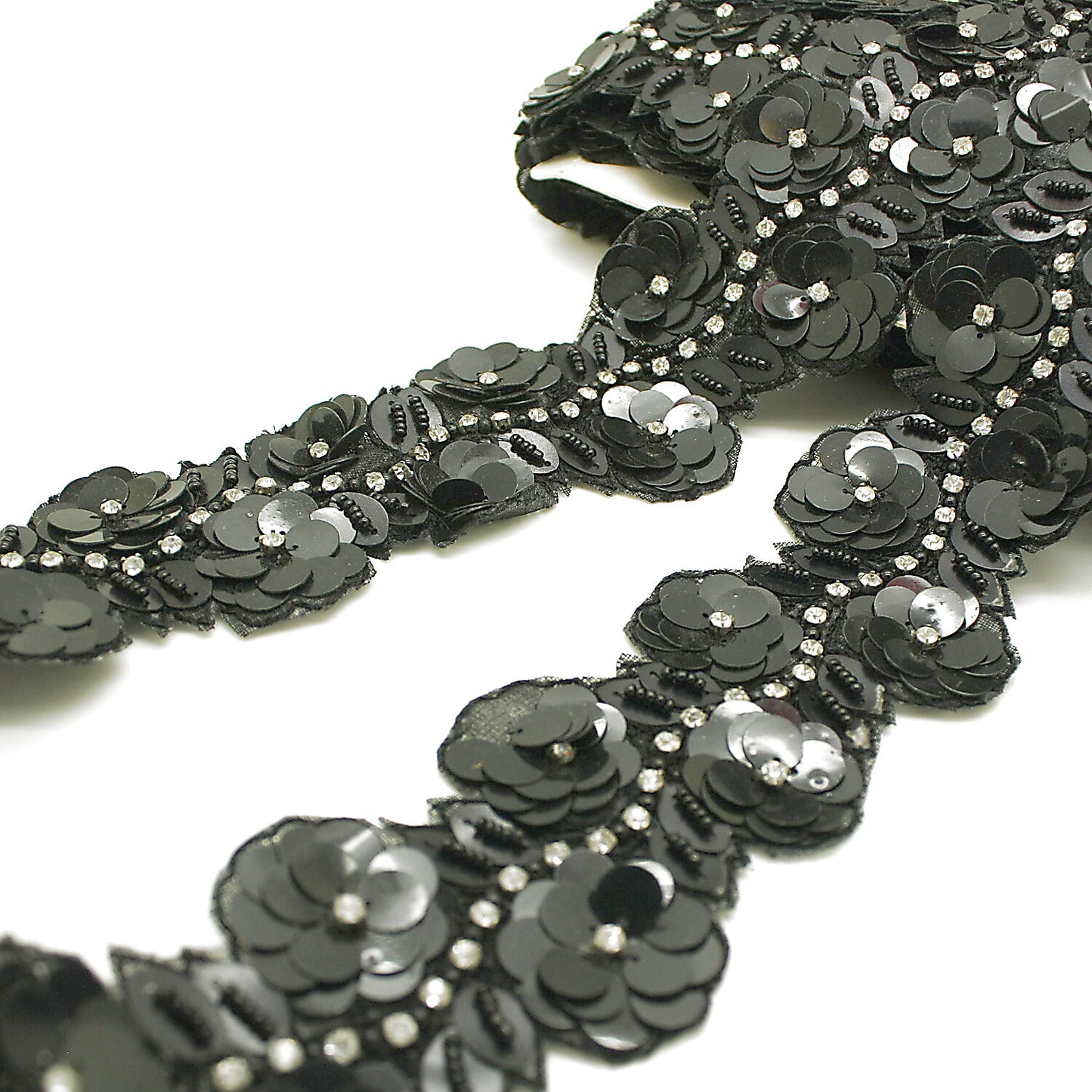 BLACK FLORAL SEQUIN TRIM - sarahi.NYC