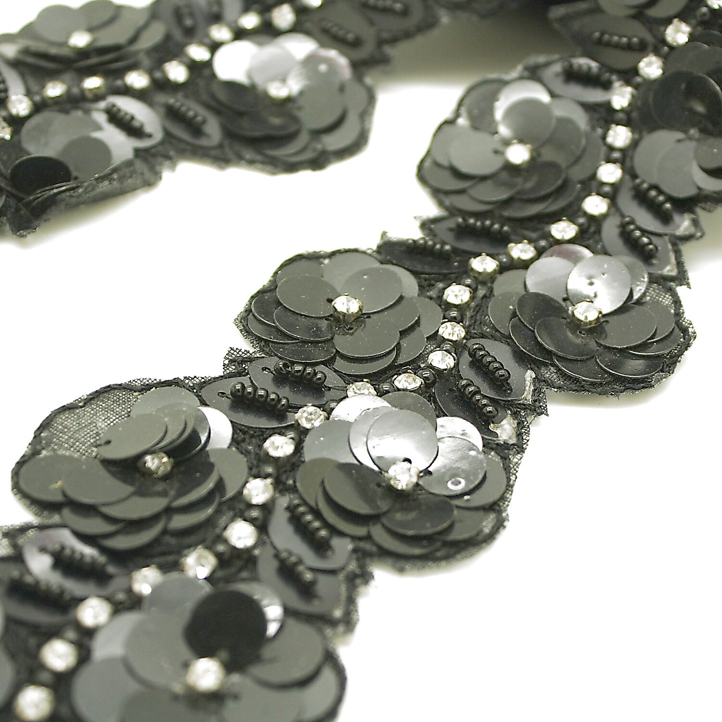 BLACK FLORAL SEQUIN TRIM - sarahi.NYC