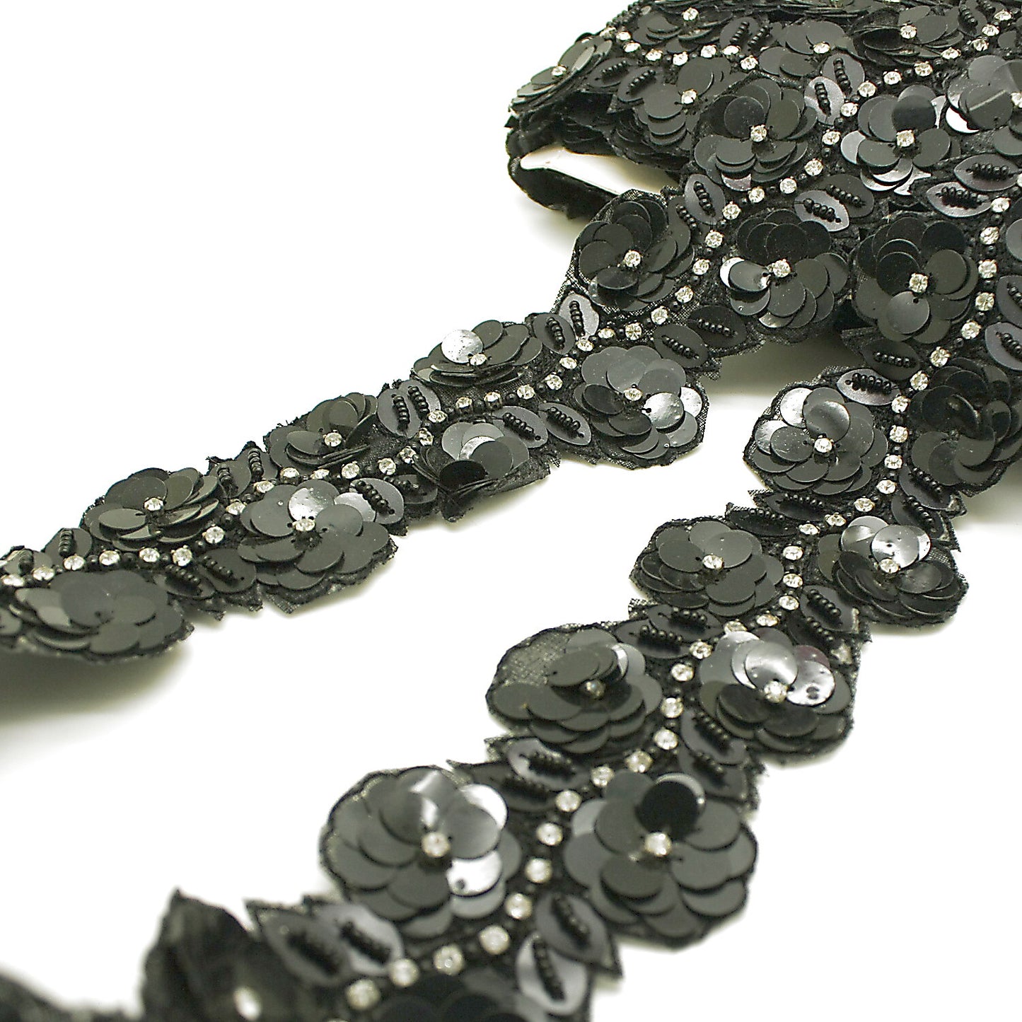 BLACK FLORAL SEQUIN TRIM - sarahi.NYC