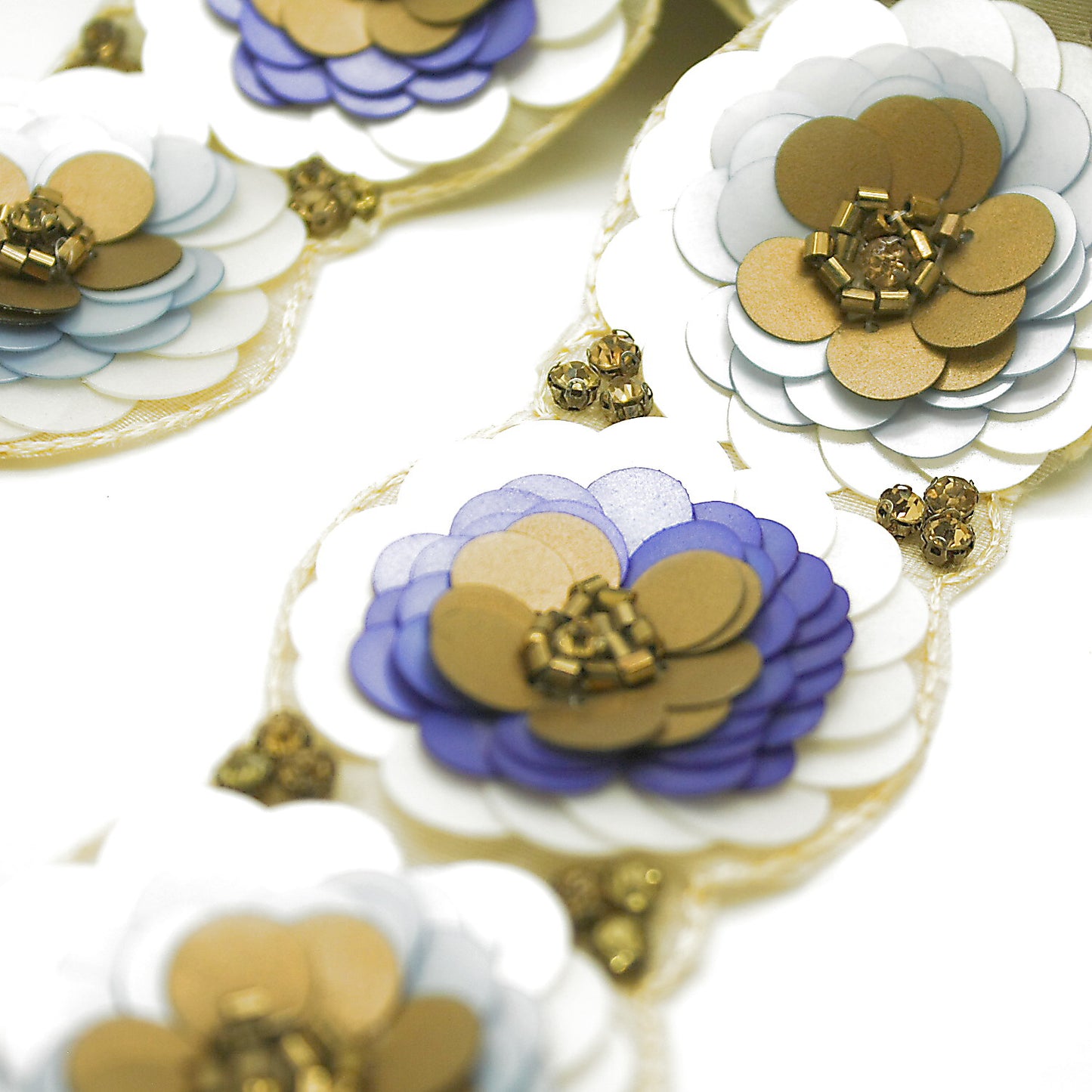 BLUE BRONZE FLOWER SEQUIN TRIM - sarahi.NYC