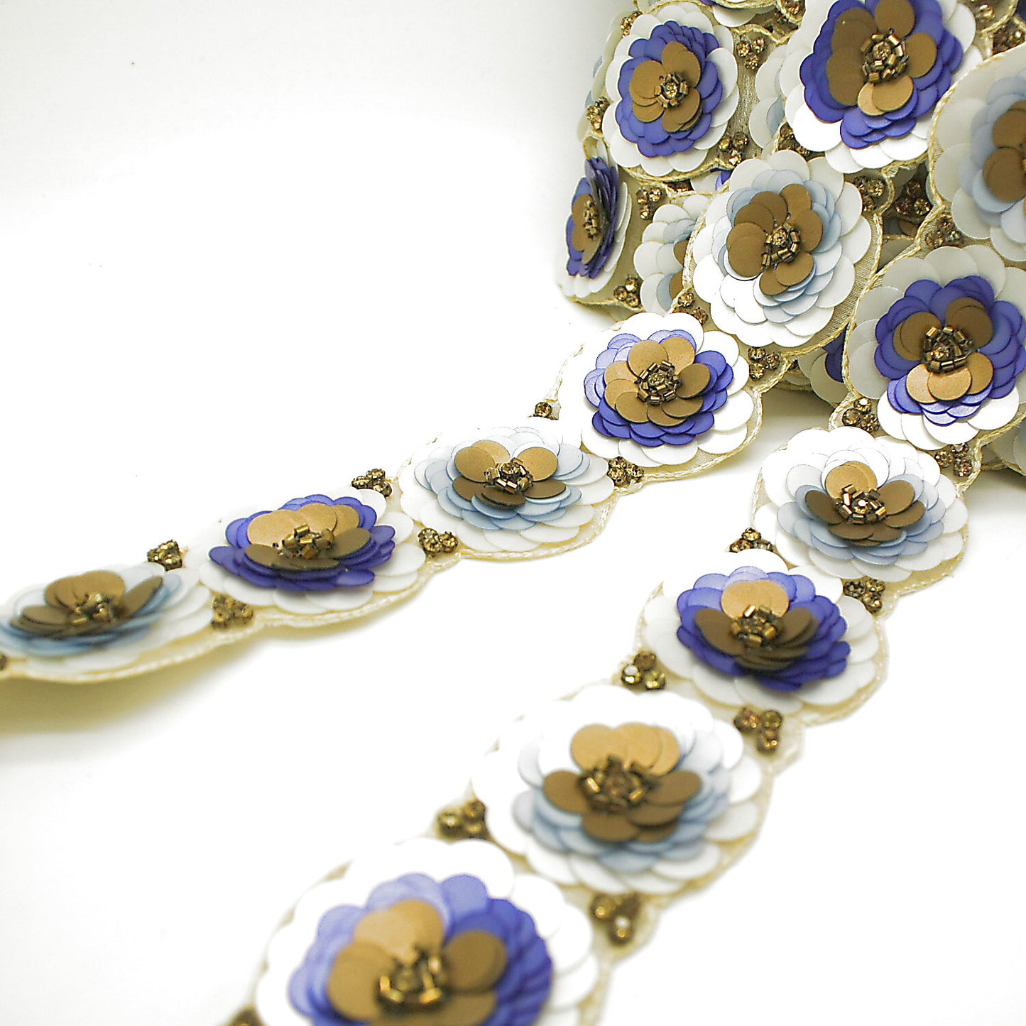 BLUE BRONZE FLOWER SEQUIN TRIM - sarahi.NYC
