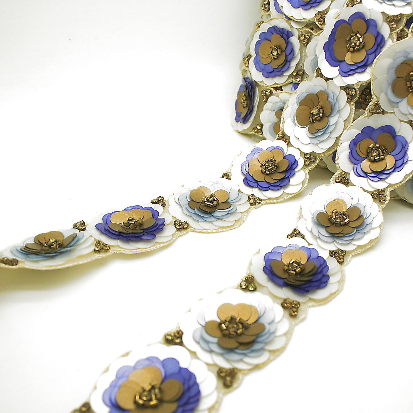 BLUE BRONZE FLOWER SEQUIN TRIM - sarahi.NYC