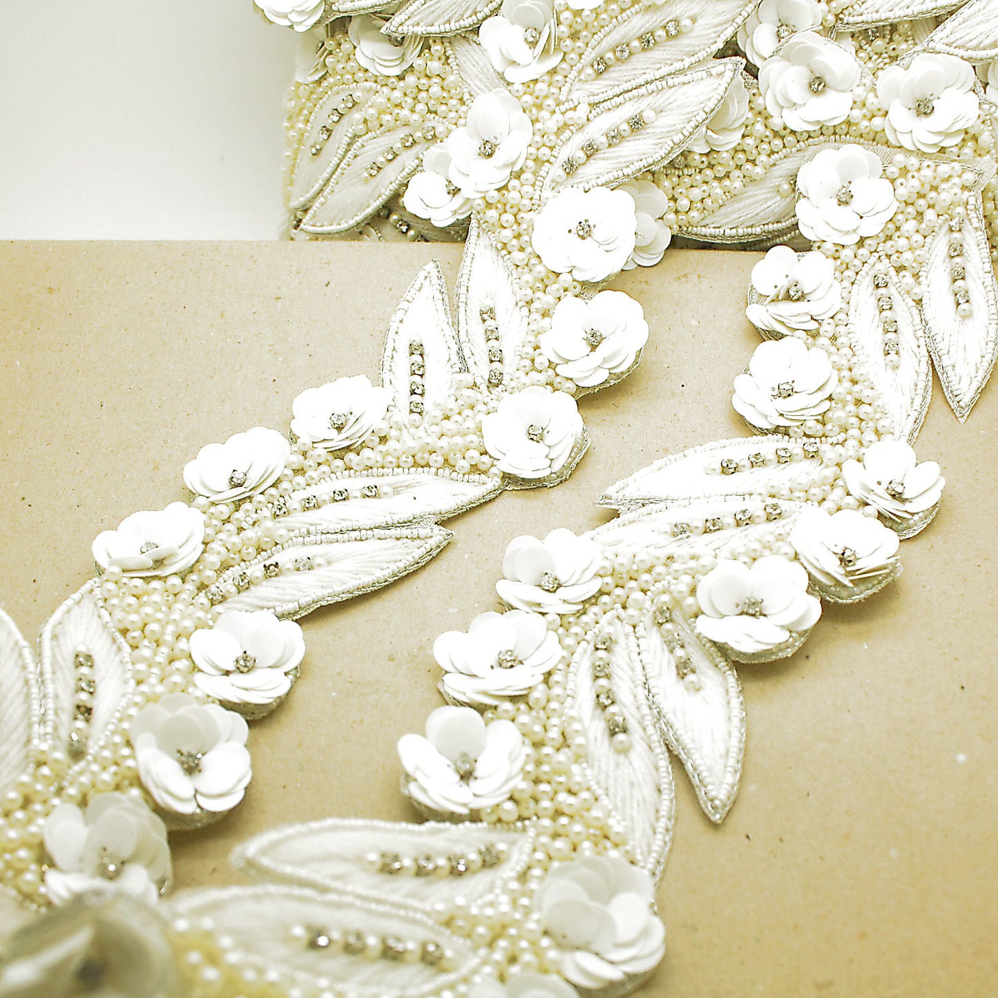 CREAM PEARL SEQUIN FLOWER TRIM - sarahi.NYC