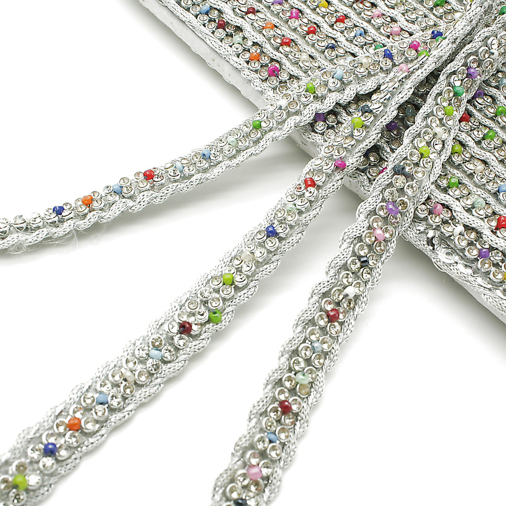 SILVER MULTI-COLOUR CRYSTAL TRIM - sarahi.NYC