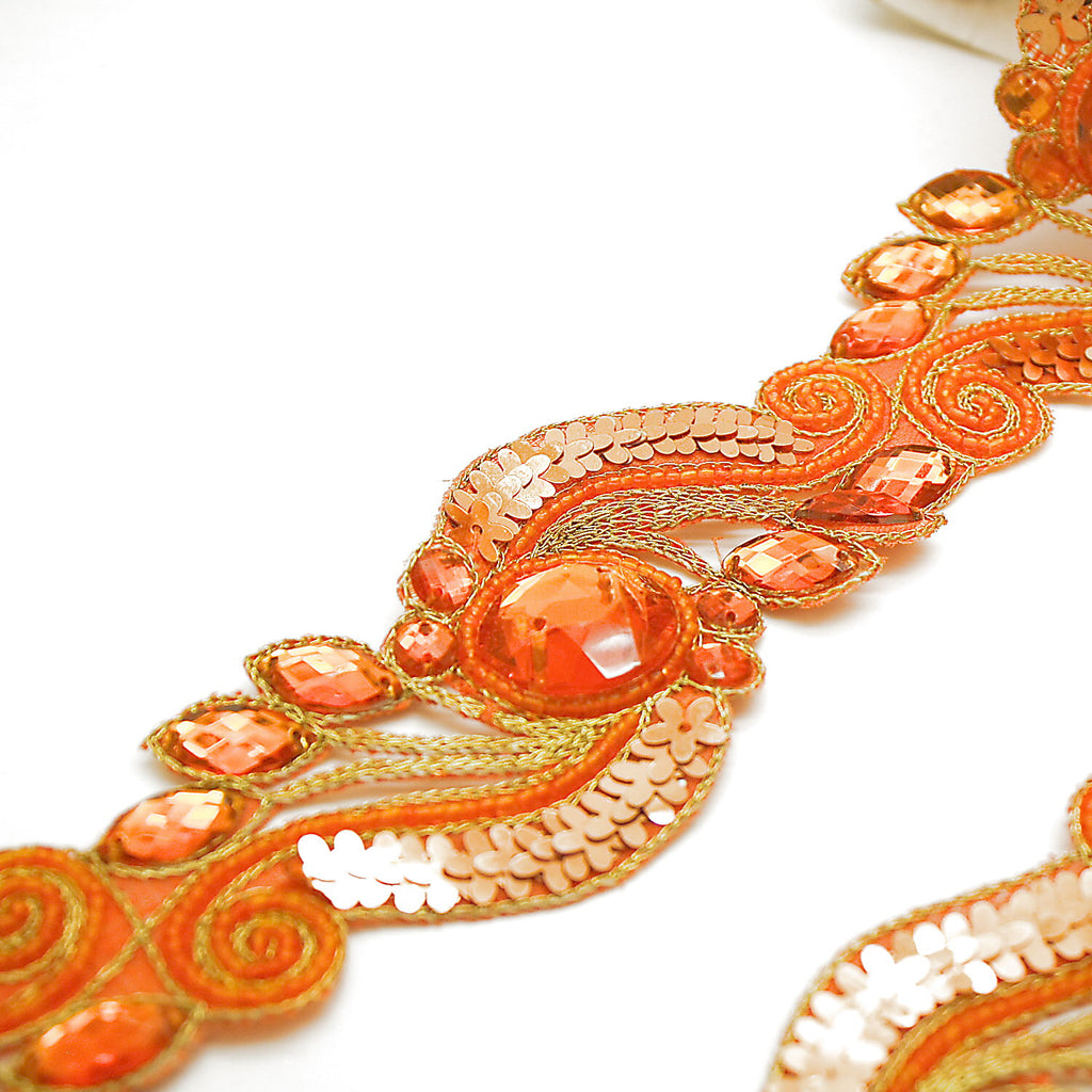 ORANGE SEQUIN RHINESTONE TRIM - sarahi.NYC