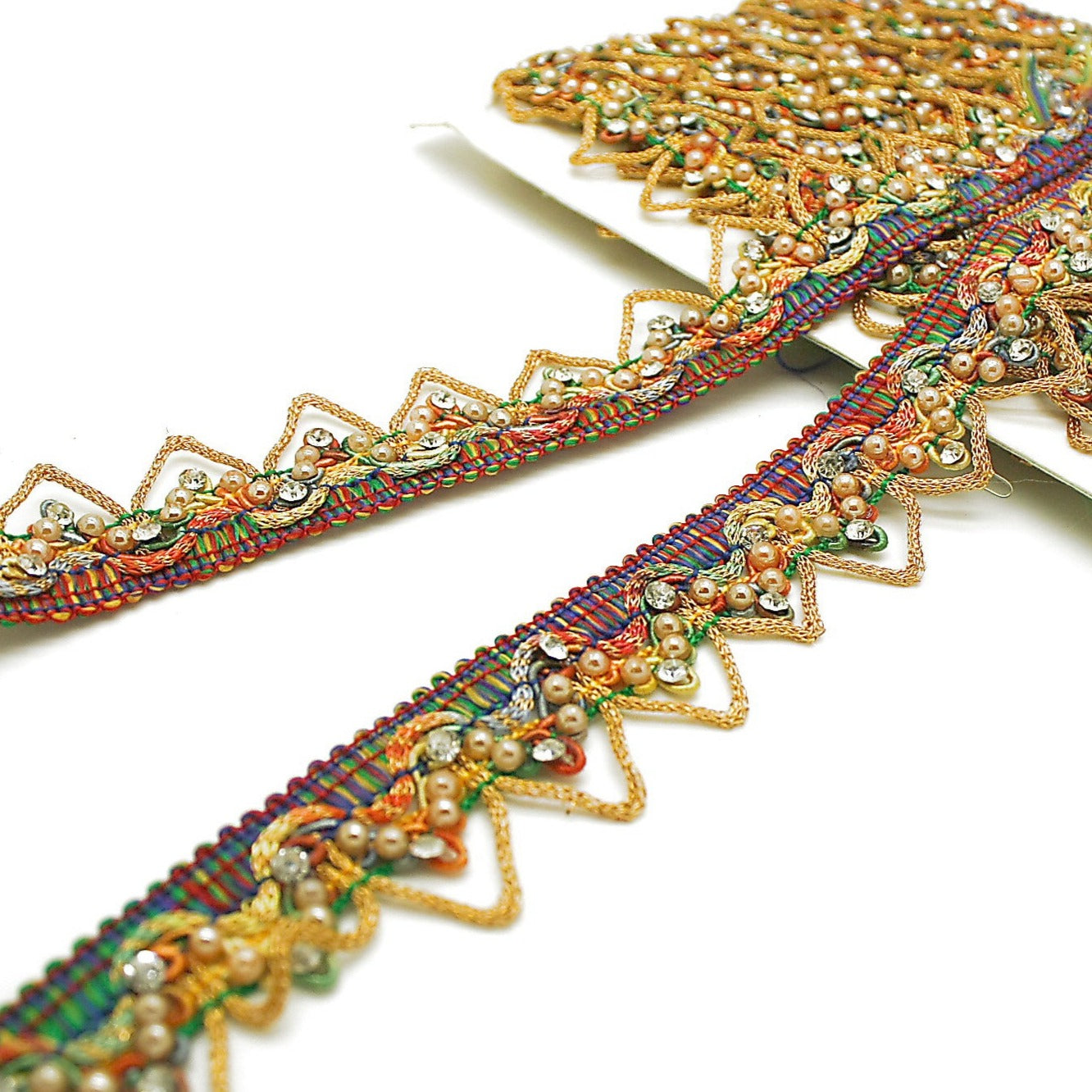 Multicolor Rhimestone Fringe MULTICOLOR STONE EDGING TRIM - sarahi.NYC – Sarahi.NYC