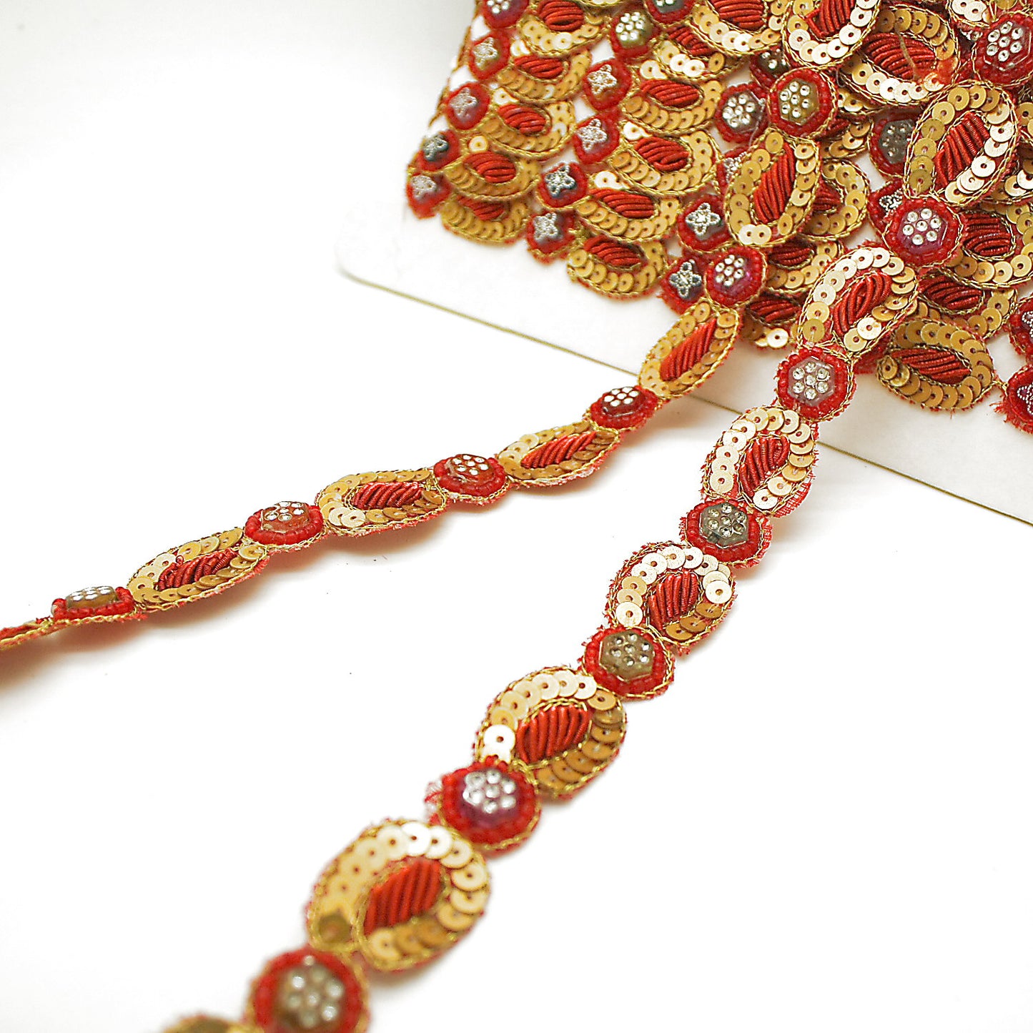 RED GOLD PAISLEY TRIM - sarahi.NYC