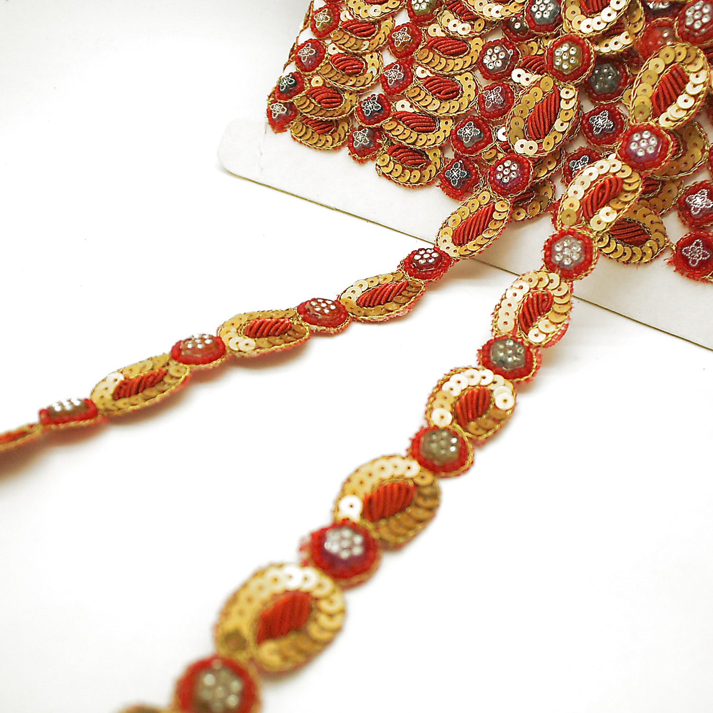 RED GOLD PAISLEY TRIM - sarahi.NYC
