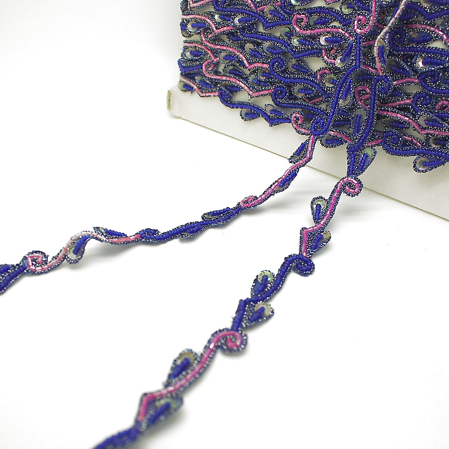 BLUE PINK BEADED TRIM - sarahi.NYC