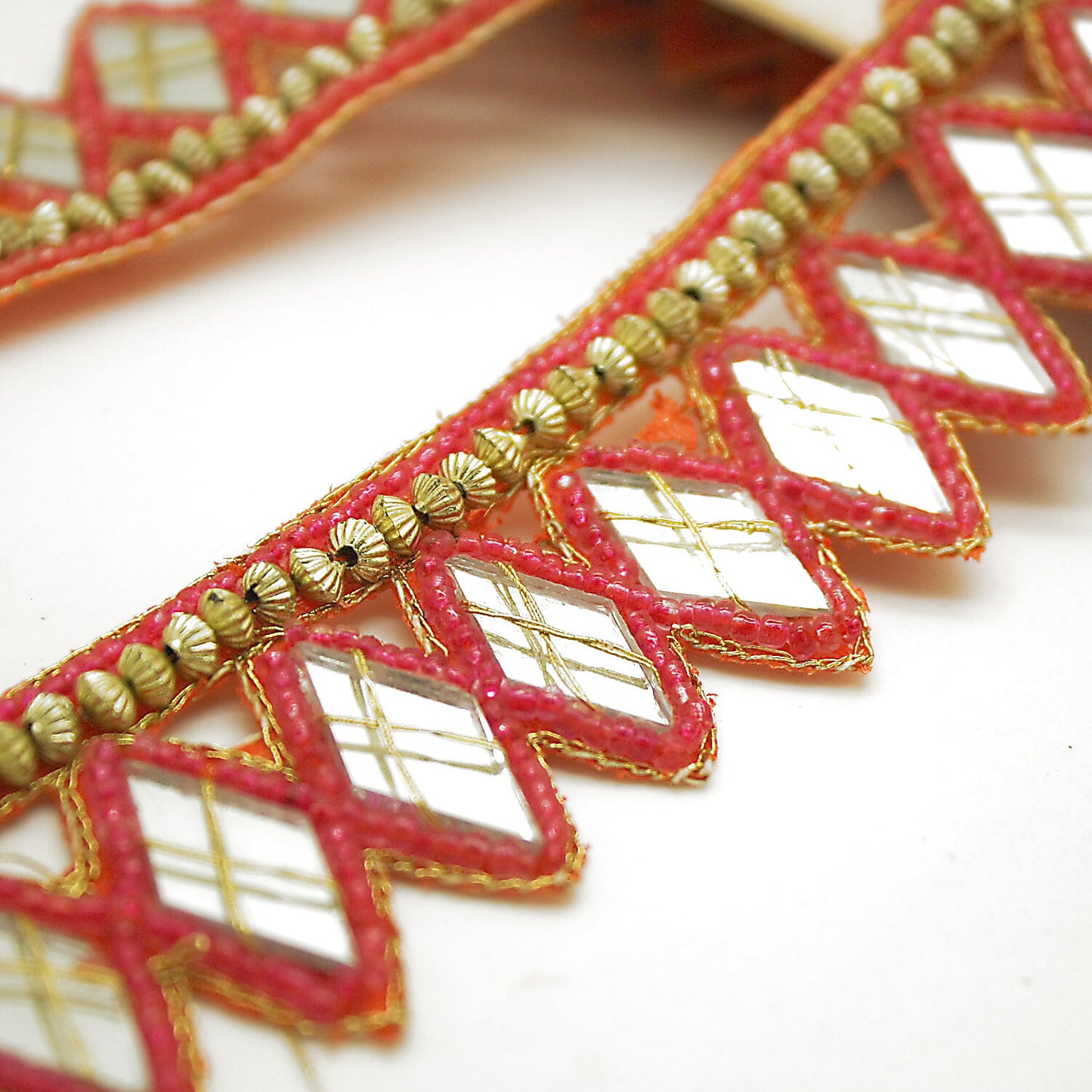 PINK MIRROR BEADED TRIM - sarahi.NYC