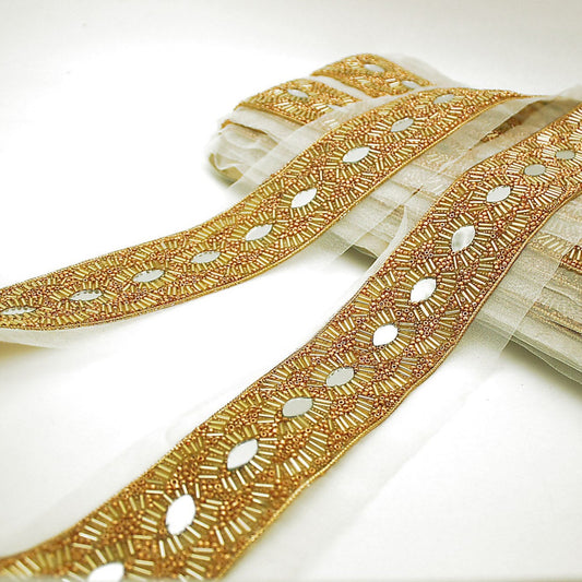 GOLD MIRROR BEADED TRIM - sarahi.NYC