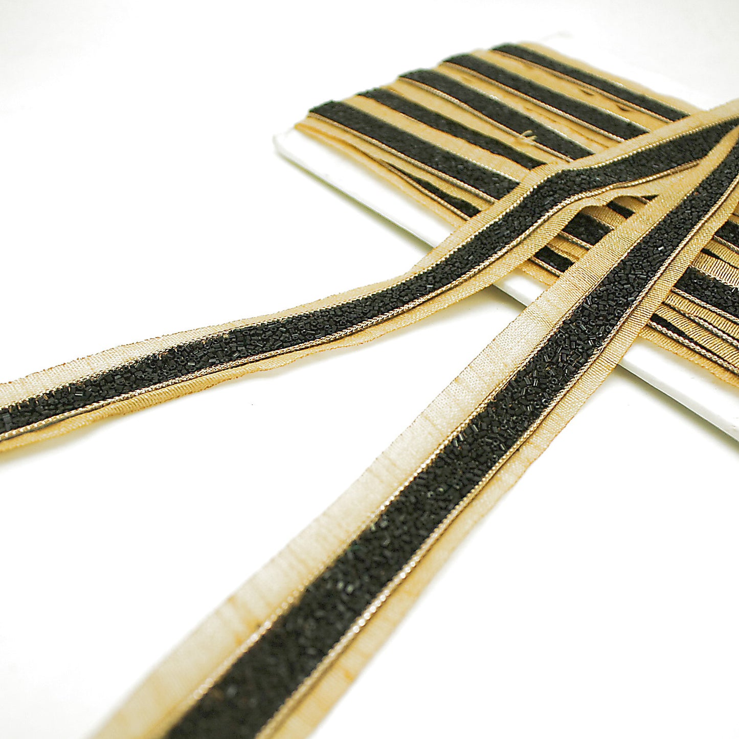 BLACK GOLD BEADED TRIM - sarahi.NYC