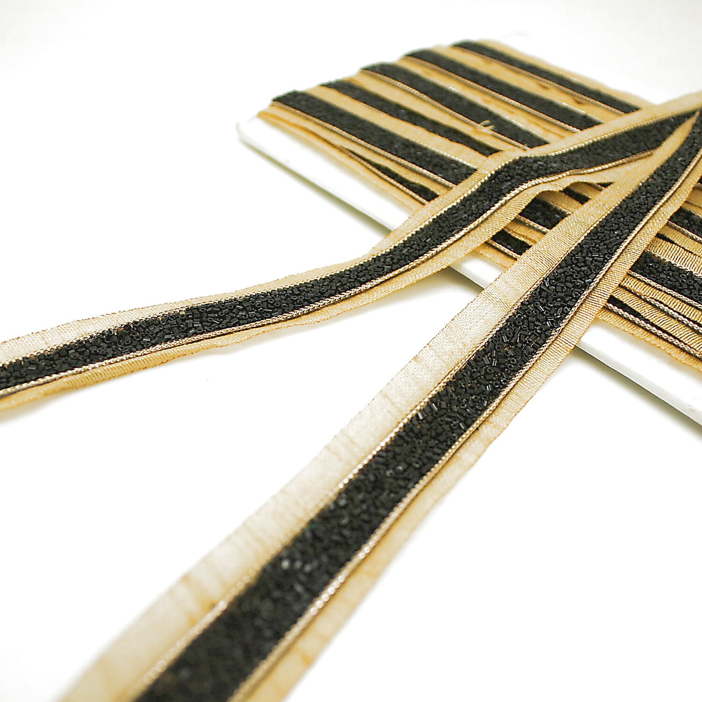 BLACK GOLD BEADED TRIM - sarahi.NYC