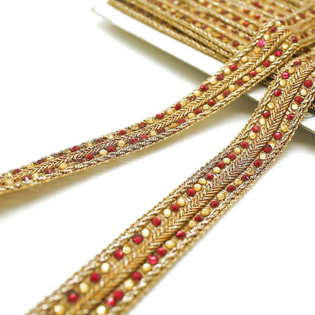 MAROON GOLD RHINESTONE TRIM - sarahi.NYC