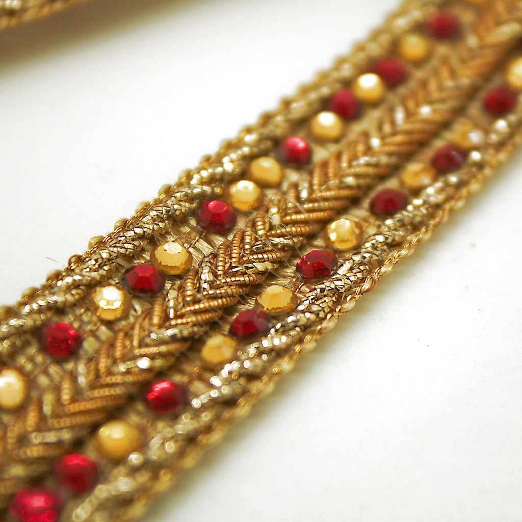 MAROON GOLD RHINESTONE TRIM - sarahi.NYC