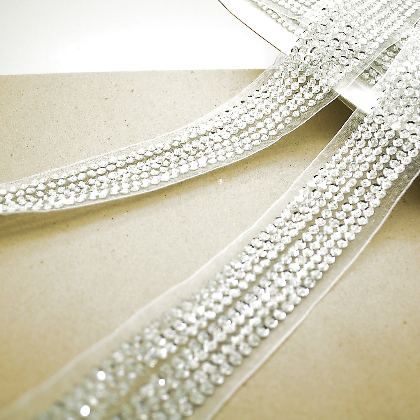 WHITE SILVER ORGANZA RIBBON TRIM - sarahi.NYC