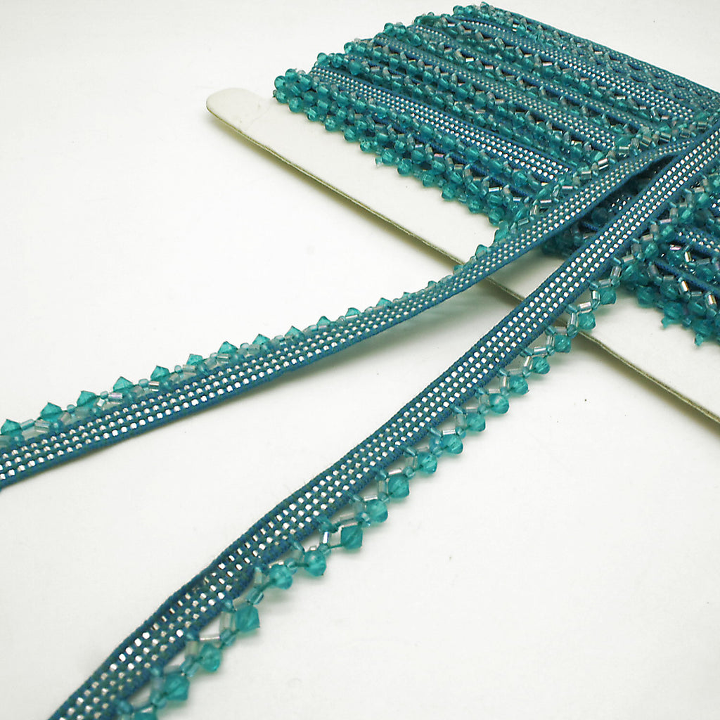 BLUE BEADED EDGING TRIM - sarahi.NYC