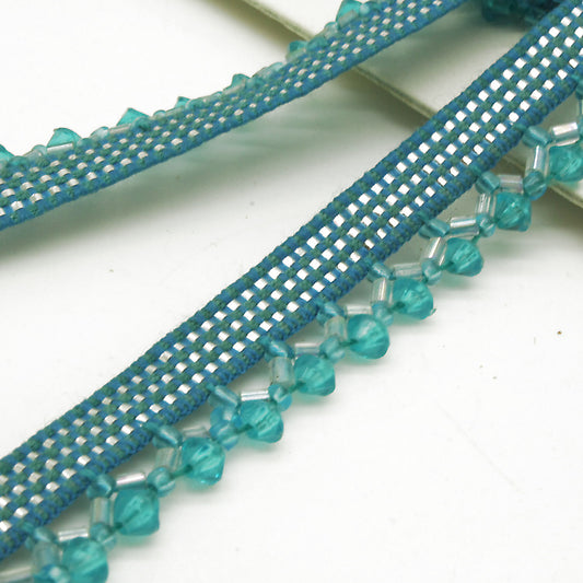 BLUE BEADED EDGING TRIM - sarahi.NYC