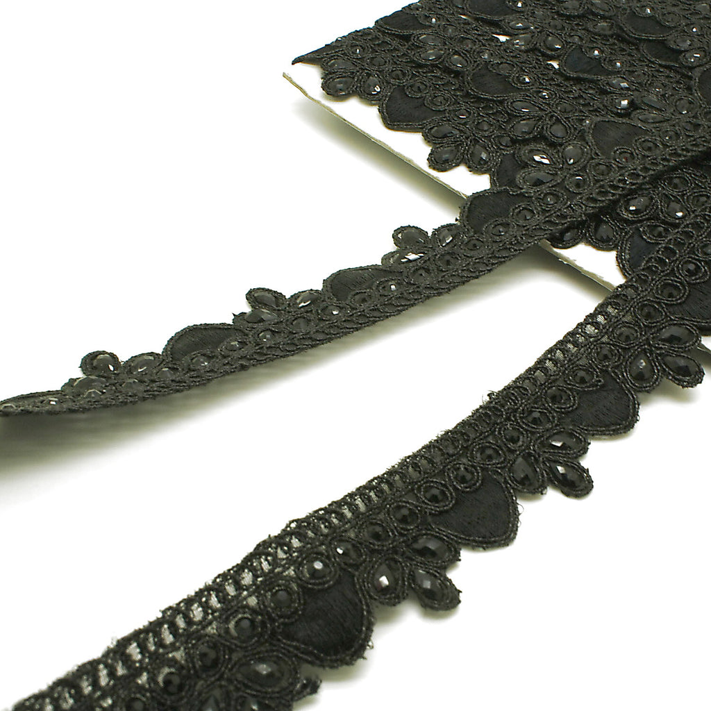 BLACK RHINESTONE EDGING TRIM - sarahi.NYC