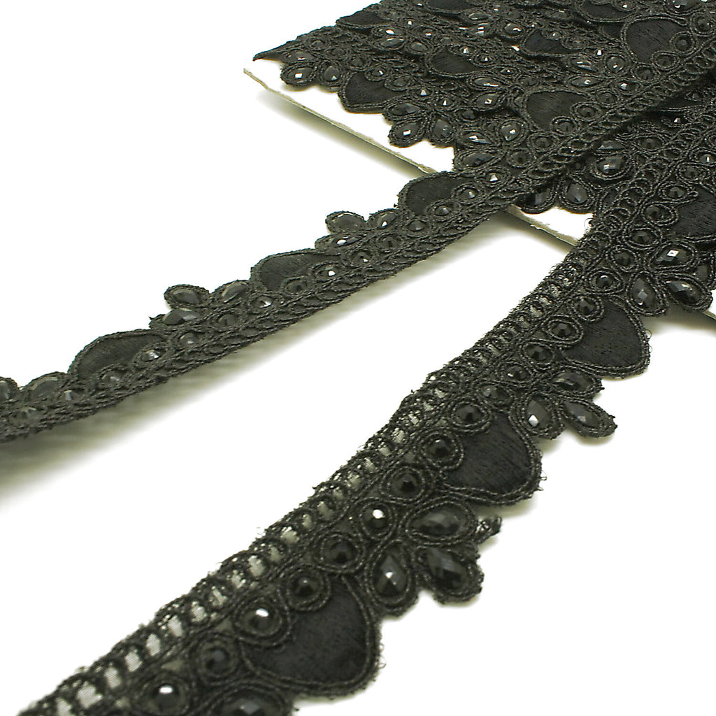 BLACK RHINESTONE EDGING TRIM - sarahi.NYC