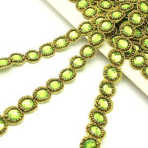 LIME GREEN RHINESTONE TRIM - sarahi.NYC